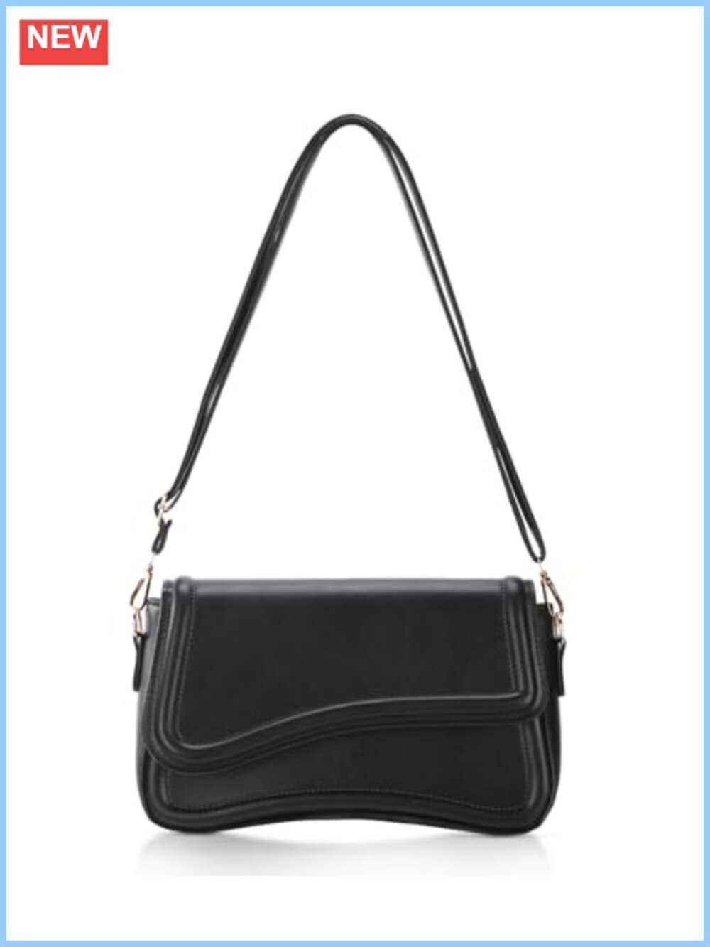 Vegan Leather Saddle Crossbody Bag Removable Adjustable Strap Small Clutch Purse